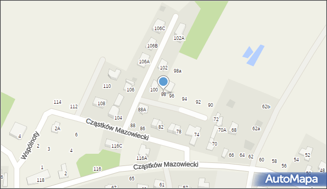 Cząstków Mazowiecki, Cząstków Mazowiecki, 98, mapa Cząstków Mazowiecki