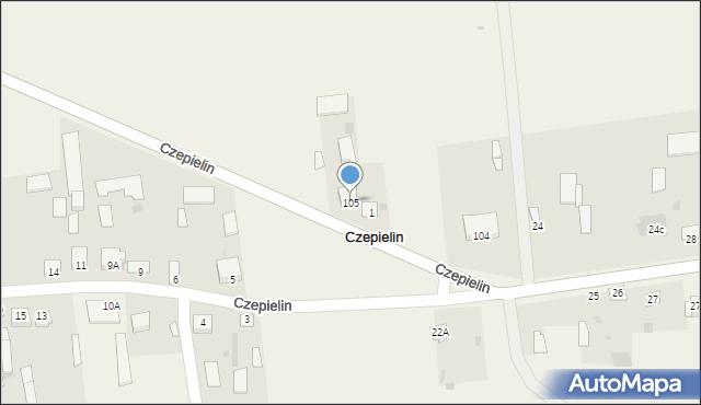 Czepielin, Czepielin, 105, mapa Czepielin