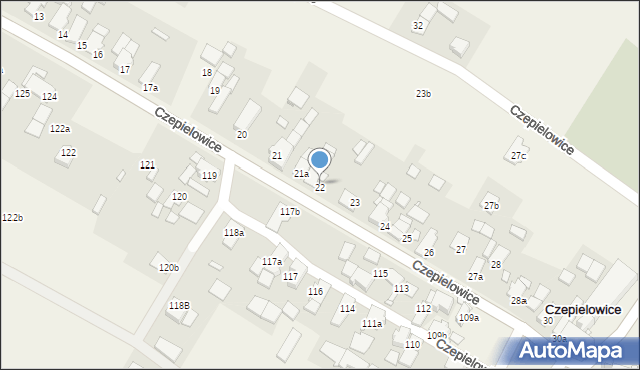 Czepielowice, Czepielowice, 22, mapa Czepielowice