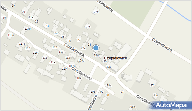 Czepielowice, Czepielowice, 28a, mapa Czepielowice
