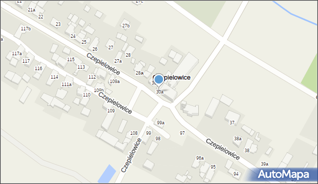 Czepielowice, Czepielowice, 30a, mapa Czepielowice