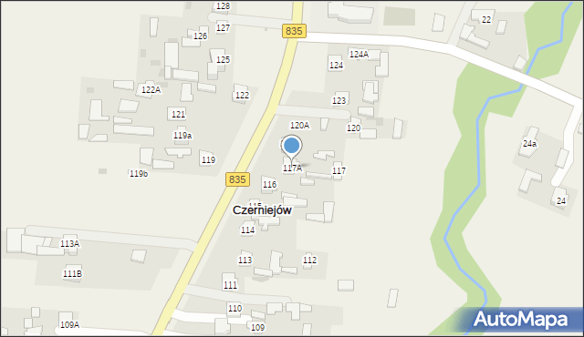Czerniejów, Czerniejów, 117A, mapa Czerniejów