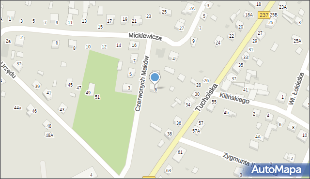 Czersk, Czerwonych Maków, 6, mapa Czersk