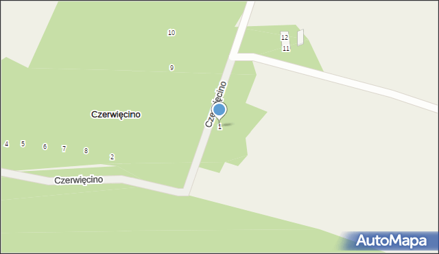 Czerwięcino, Czerwięcino, 1, mapa Czerwięcino