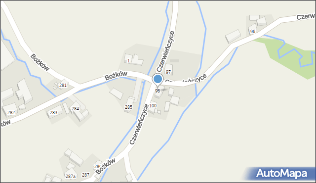 Czerwieńczyce, Czerwieńczyce, 98, mapa Czerwieńczyce