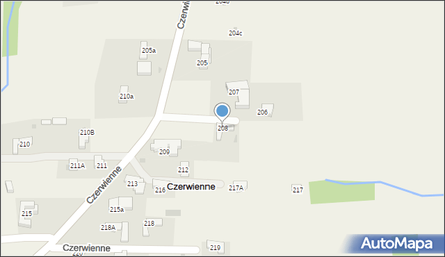 Czerwienne, Czerwienne, 208, mapa Czerwienne