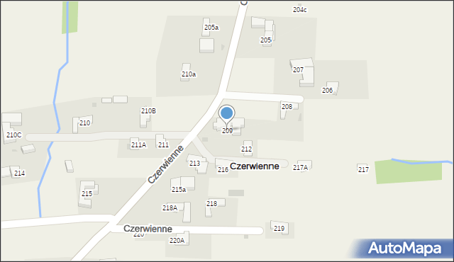 Czerwienne, Czerwienne, 209, mapa Czerwienne