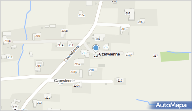 Czerwienne, Czerwienne, 216, mapa Czerwienne