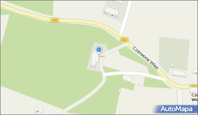 Czerwona Wieś, Czerwona Wieś, 1, mapa Czerwona Wieś
