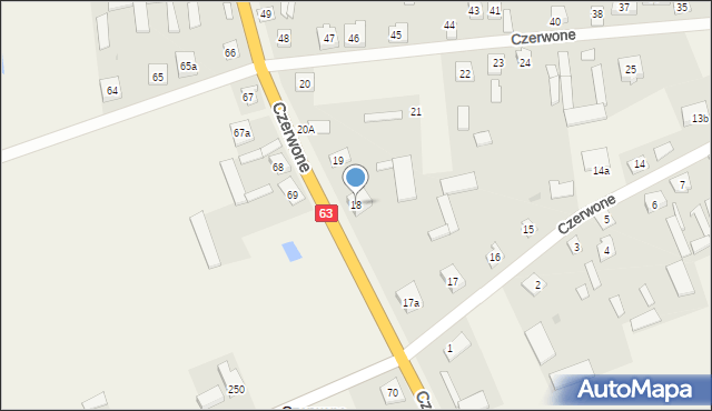 Czerwone, Czerwone, 18, mapa Czerwone