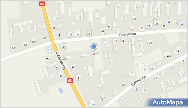 Czerwone, Czerwone, 21, mapa Czerwone