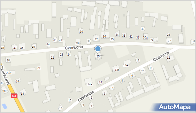 Czerwone, Czerwone, 25, mapa Czerwone