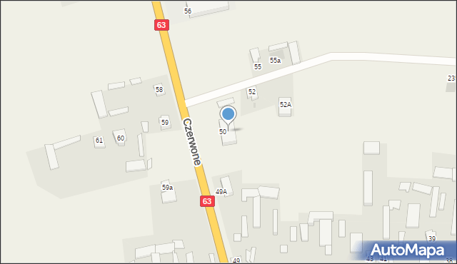 Czerwone, Czerwone, 51, mapa Czerwone