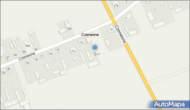 Czerwone, Czerwone, 72, mapa Czerwone