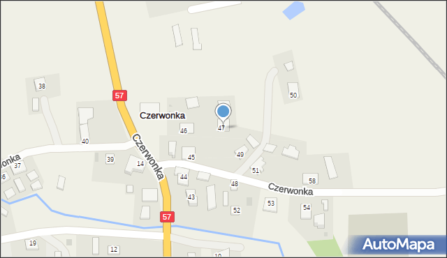 Czerwonka, Czerwonka, 47a, mapa Czerwonka