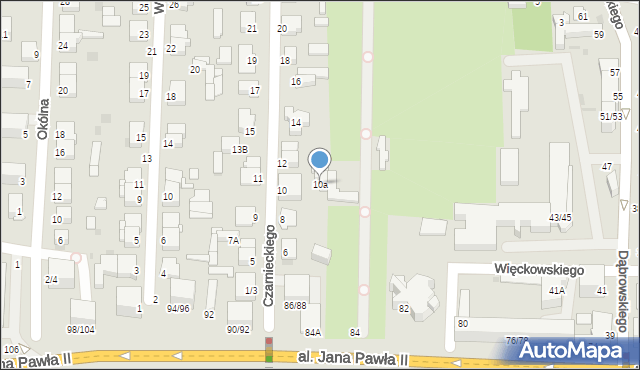 Częstochowa, Czarnieckiego Stefana, hetm., 10a, mapa Częstochowy