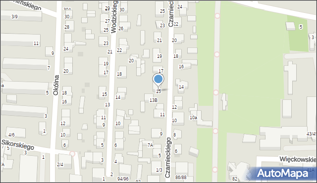 Częstochowa, Czarnieckiego Stefana, hetm., 15, mapa Częstochowy