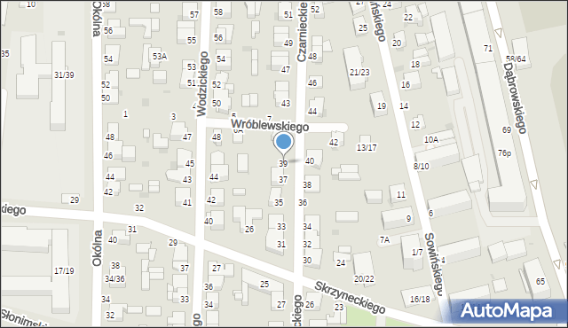 Częstochowa, Czarnieckiego Stefana, hetm., 39, mapa Częstochowy