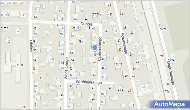 Częstochowa, Czarnieckiego Stefana, hetm., 49, mapa Częstochowy