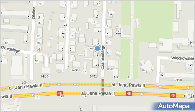 Częstochowa, Czarnieckiego Stefana, hetm., 5, mapa Częstochowy