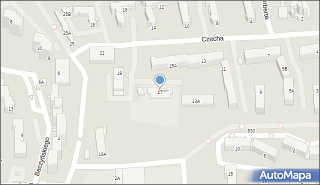 Częstochowa, Czecha Bronisława, 17, mapa Częstochowy