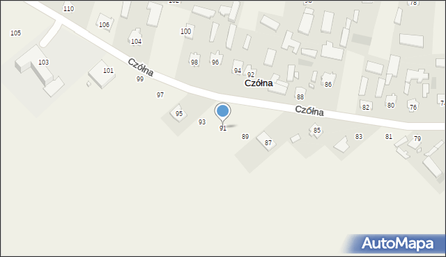 Czółna, Czółna, 91, mapa Czółna