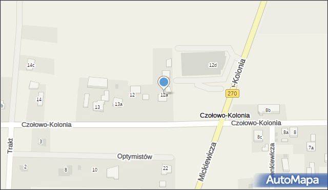 Czołowo-Kolonia, Czołowo-Kolonia, 12a, mapa Czołowo-Kolonia