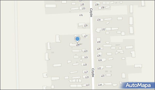 Czyże, Czyże, 125, mapa Czyże