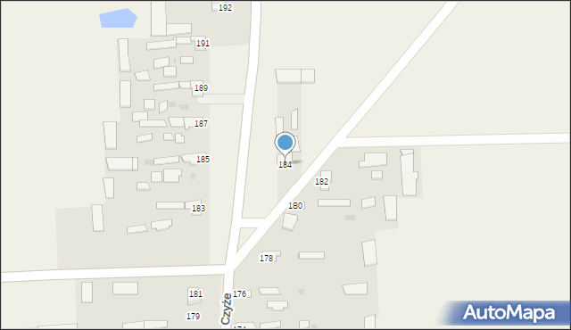 Czyże, Czyże, 184, mapa Czyże