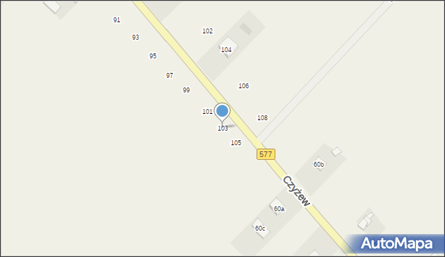 Czyżew, Czyżew, 103, mapa Czyżew