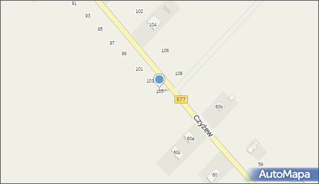 Czyżew, Czyżew, 105, mapa Czyżew