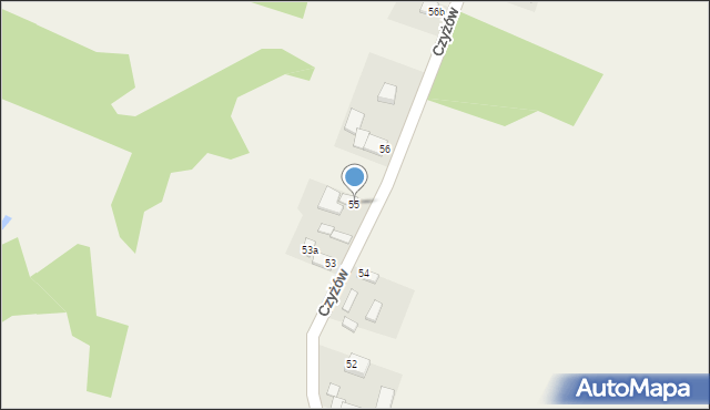 Czyżów, Czyżów, 55, mapa Czyżów