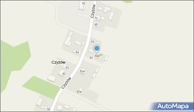 Czyżów, Czyżów, 62a, mapa Czyżów