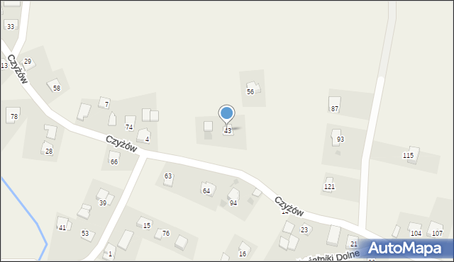 Czyżów, Czyżów, 43, mapa Czyżów