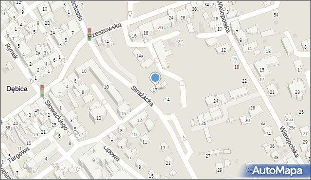 Dębica, Czarnieckiego Stefana, hetm., 17, mapa Dębicy