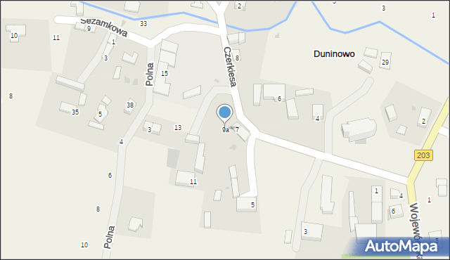 Duninowo, Czerkiesa Józefa, ks., 9a, mapa Duninowo