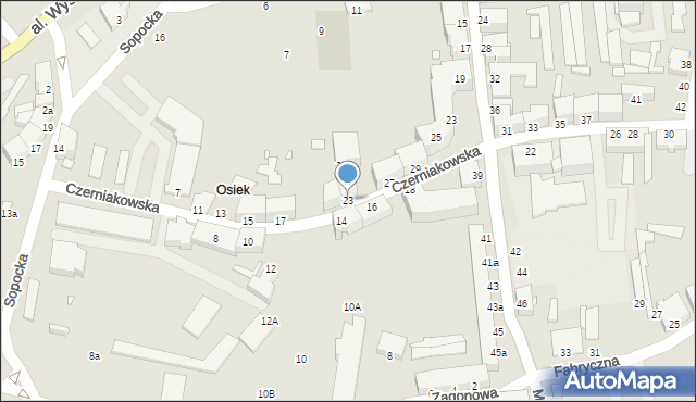 Elbląg, Czerniakowska, 23, mapa Elbląga