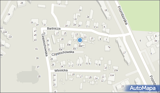 Elbląg, Częstochowska, 30d, mapa Elbląga