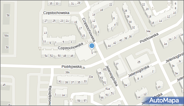 Gdańsk, Częstochowska, 1, mapa Gdańska