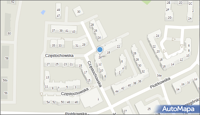 Gdańsk, Częstochowska, 14, mapa Gdańska