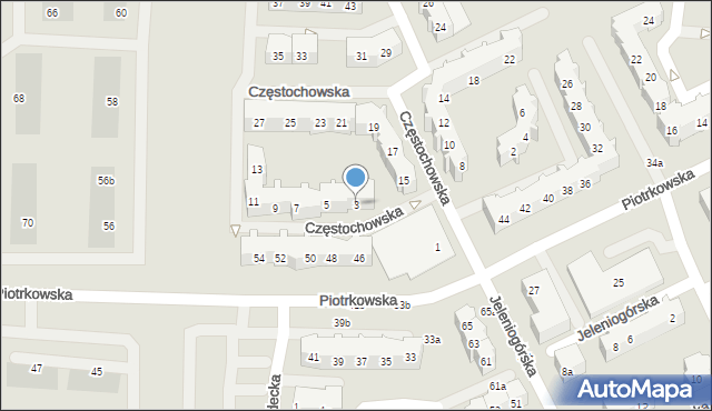 Gdańsk, Częstochowska, 3, mapa Gdańska