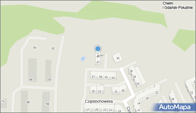 Gdańsk, Częstochowska, 49, mapa Gdańska