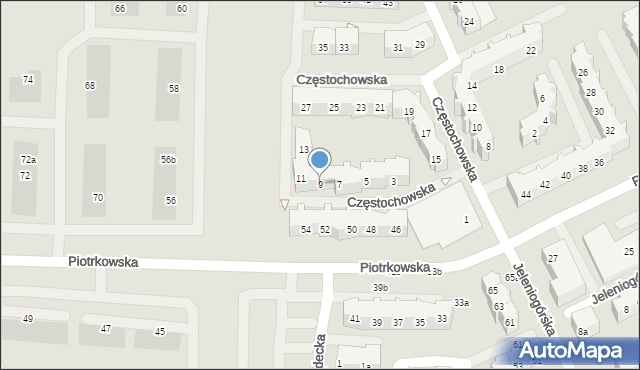 Gdańsk, Częstochowska, 9, mapa Gdańska