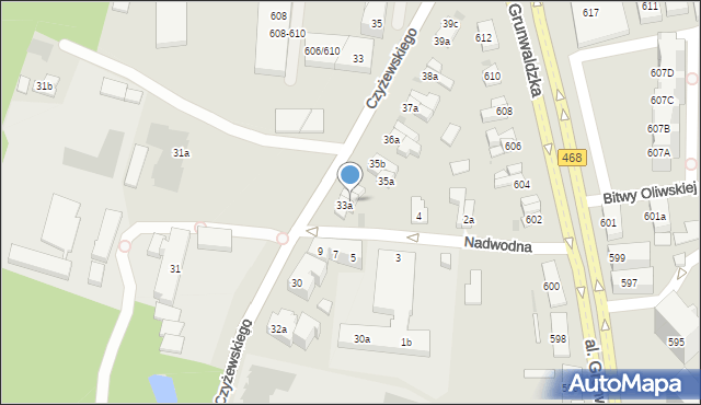 Gdańsk, Czyżewskiego Józefa, 33b, mapa Gdańska