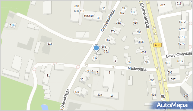 Gdańsk, Czyżewskiego Józefa, 33c, mapa Gdańska