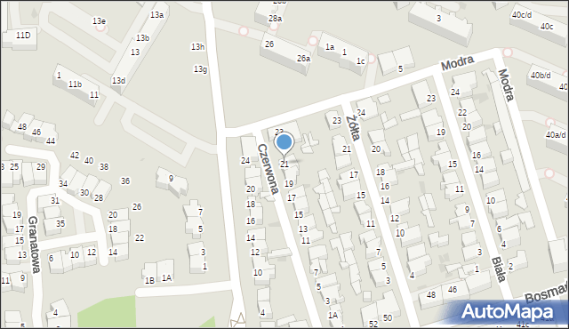 Gdynia, Czerwona, 21, mapa Gdyni