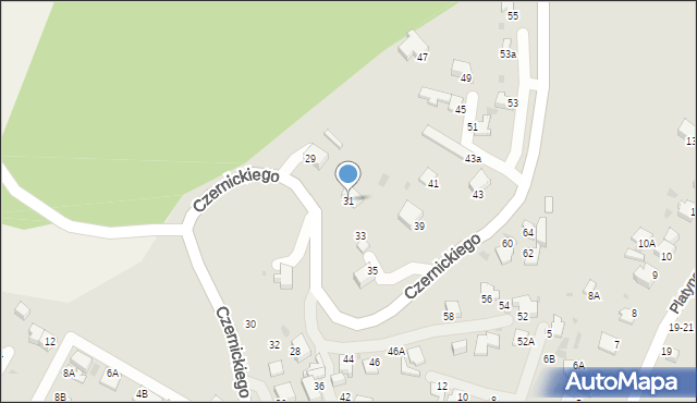 Gdynia, Czernickiego X., kadm., 31, mapa Gdyni