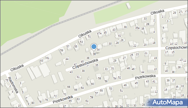 Gdynia, Częstochowska, 36, mapa Gdyni