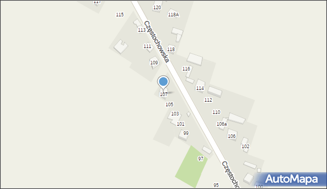 Giebło, Częstochowska, 107, mapa Giebło