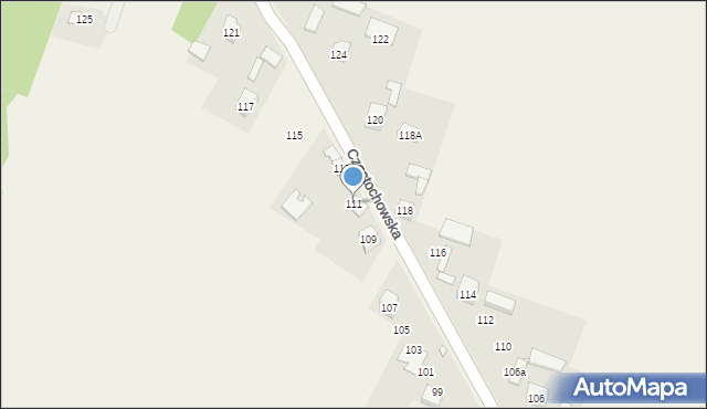 Giebło, Częstochowska, 111, mapa Giebło